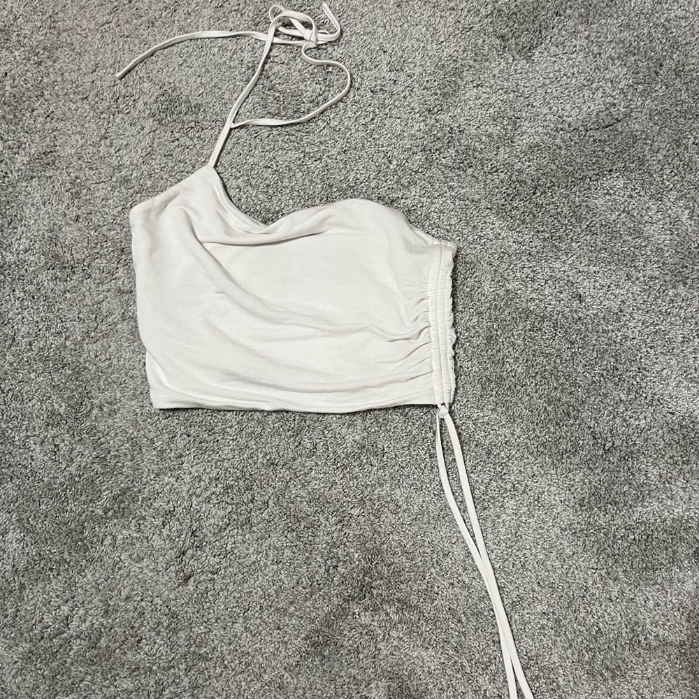 Tiger Mist Cream Halter Crop Top